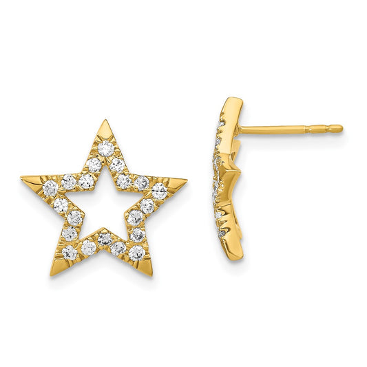 14k Yellow Gold 14K Lab Grown Diamond VS/SI+ G+ Star Post Earrings