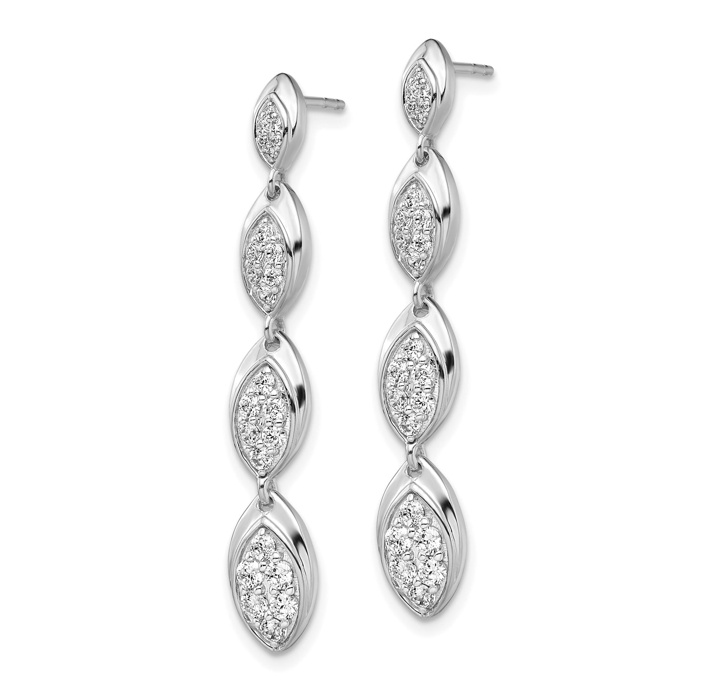 14k White Gold 7/8 Ct. Lab Grown Diamond VS/SI+ G+ Pave Drop Post Earrings