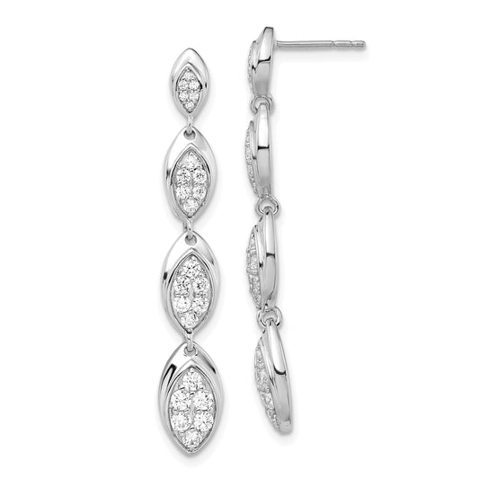 14k White Gold 7/8 Ct. Lab Grown Diamond VS/SI+ G+ Pave Drop Post Earrings