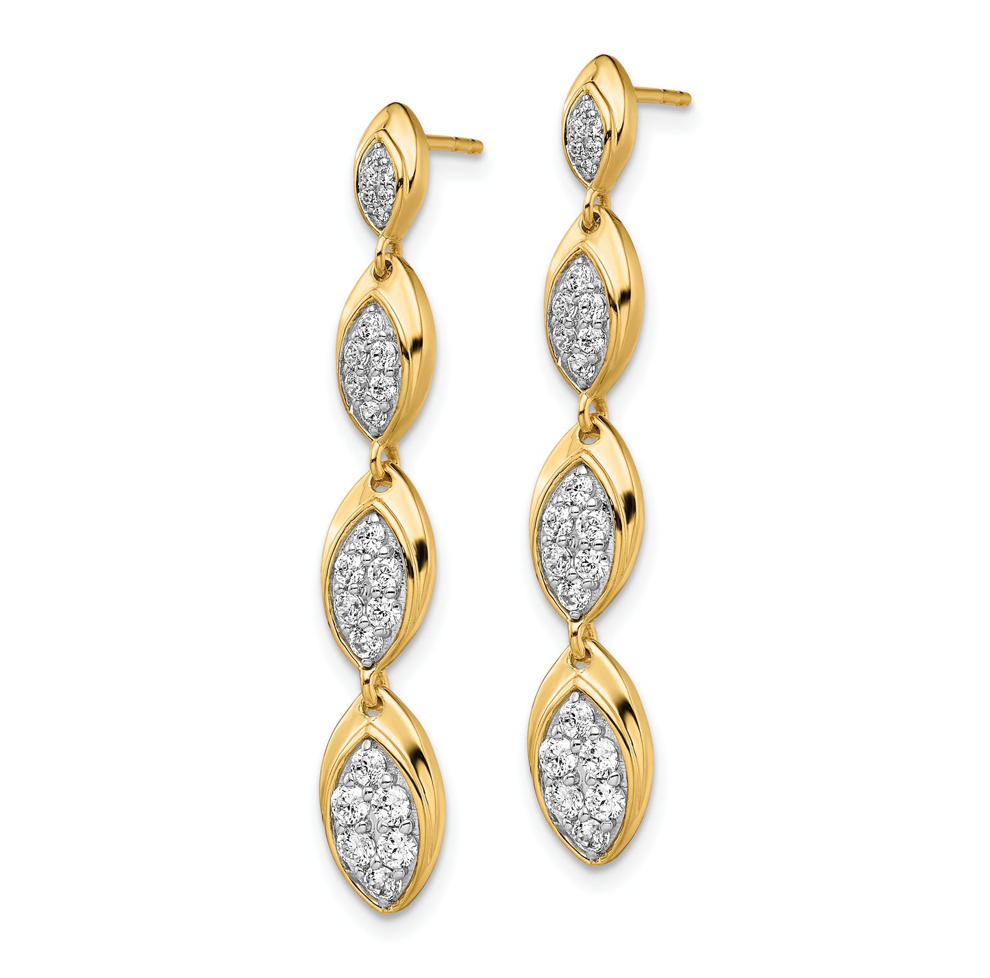 14k Yellow Gold 7/8 Ct. Lab Grown Diamond VS/SI+ G+ Pave Drop Post Earrings