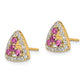 14k Yellow Gold Pure Serenity 3/8 Ct. Lab Grown Diamond VS/SI+ G+ and Lab Created Pink Sapphire Triangle Post Earrings