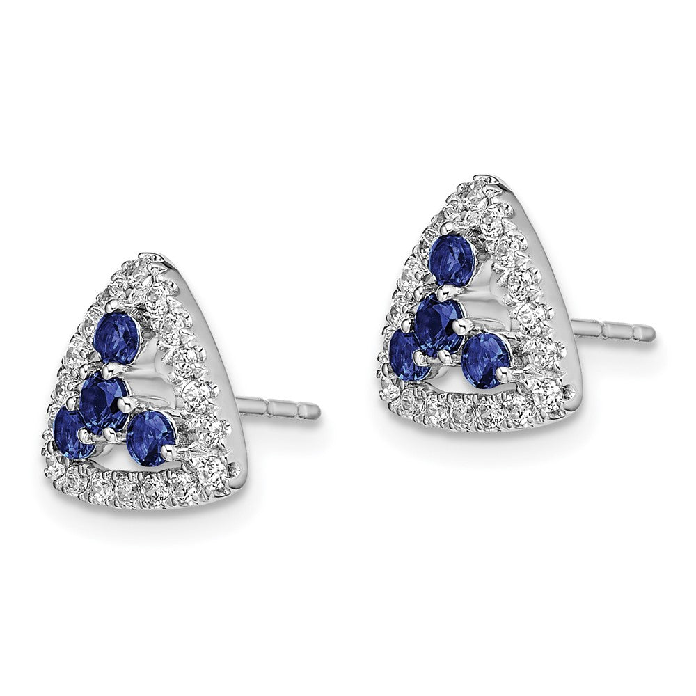 14k White Gold 3/8 Ct. Lab Grown Diamond VS/SI+ G+ and Created Sapphire Complete Triangle Post Earrings