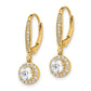 14k Yellow Gold 1 Ct. Lab Grown Diamond VS/SI+ G+ Round Halo Drop Leverback Earrings