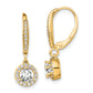 14k Yellow Gold 1 Ct. Lab Grown Diamond VS/SI+ G+ Round Halo Drop Leverback Earrings