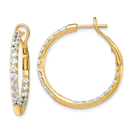 14k Yellow Gold 14k 2 carat Lab Grown Diamond VS/SI+ G+ Complete In and Out Hoop Earrings