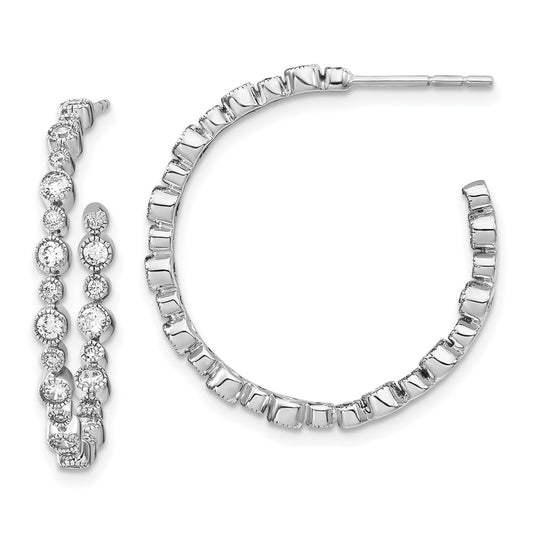 14k White Gold 7/8 carat Lab Grown Diamond VS/SI+ G+ Complete Circle Bezel Hoop Post Earrings