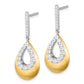 14K Two-Tone Lab Grown Diamond VS/SI+ G+ Teardrop Post Earrings