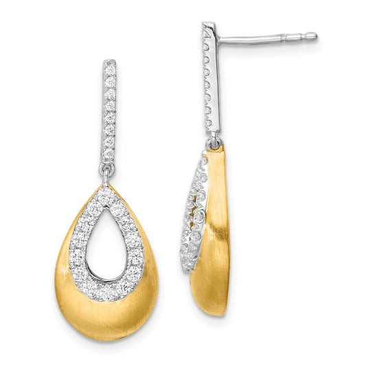 14K Two-Tone Lab Grown Diamond VS/SI+ G+ Teardrop Post Earrings