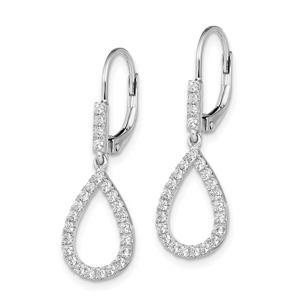 14k White Gold 1/2 carat Lab Grown Diamond VS/SI+ G+ Complete Fashion Dangle Leverback Earrings