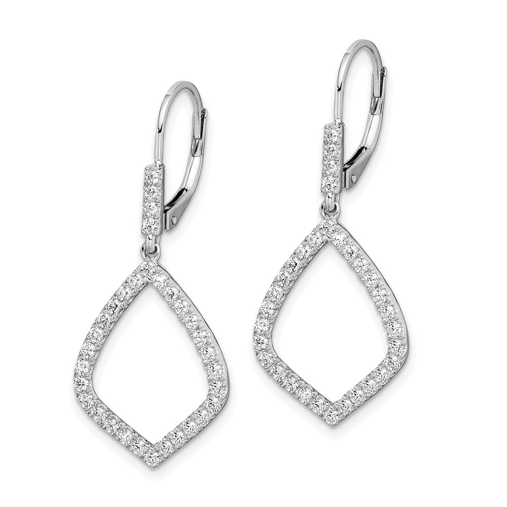 14k White Gold 3/4 Ct. Lab Grown Diamond VS/SI+ G+ Complete Fashion Dangle Leverback Earrings