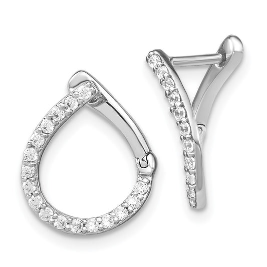 14k White Gold 1/3 carat Lab Grown Diamond VS/SI+ G+ Complete Hinged Hoop Earrings