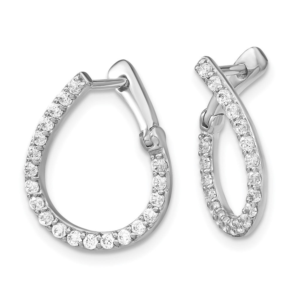 14k White Gold 5/8 carat Lab Grown Diamond VS/SI+ G+ Complete Hinged Hoop Earrings