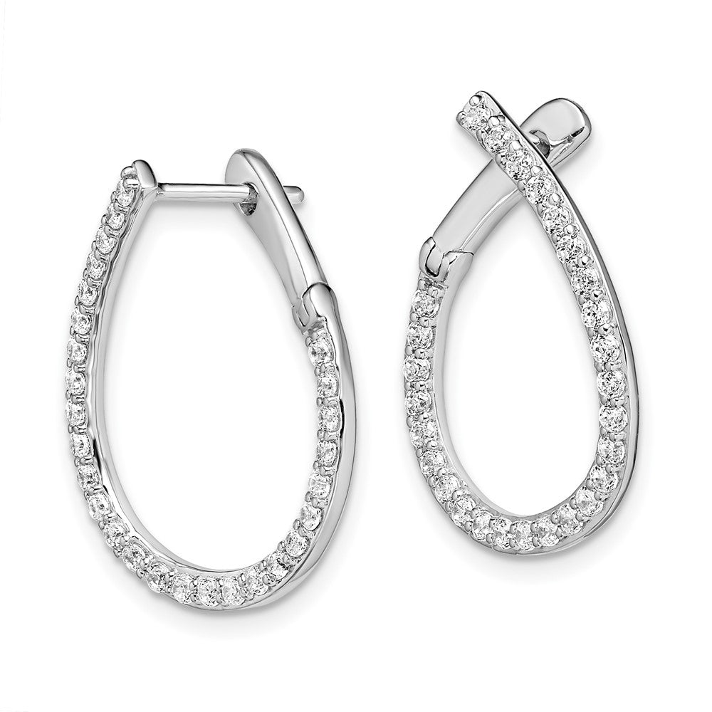 14k White Gold 3/4 Ct. Lab Grown Diamond VS/SI+ G+ Complete Hinged Hoop Earrings