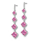 14k White Gold 1/3 Ct. Lab Grown Diamond VS/SI+ G+ and Lab Created Pink Sapphire Dangle Post Earrings