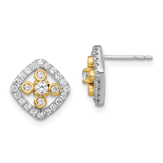 14K Two-Tone Lab Grown Diamond VS/SI+ G+ Fancy Square Post Earrings