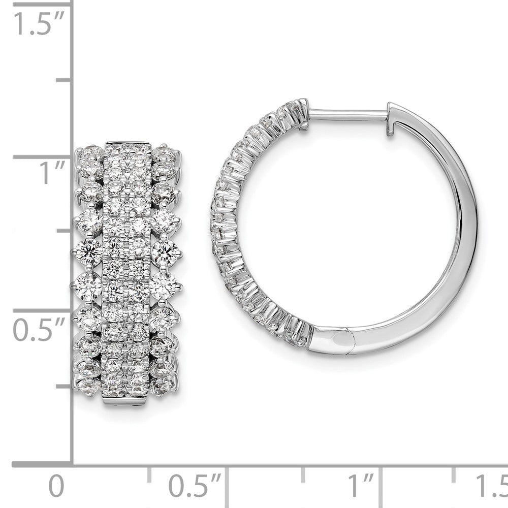 14k White Gold 2 1/2 carat Lab Grown Diamond VS/SI+ G+ Complete Hinged Hoop Earrings