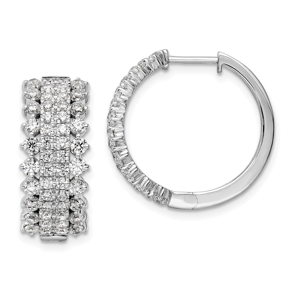 14k White Gold 2 1/2 carat Lab Grown Diamond VS/SI+ G+ Complete Hinged Hoop Earrings