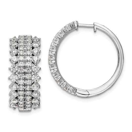 14k White Gold 3 carat Lab Grown Diamond VS/SI+ G+ Complete Hinged Hoop Earrings