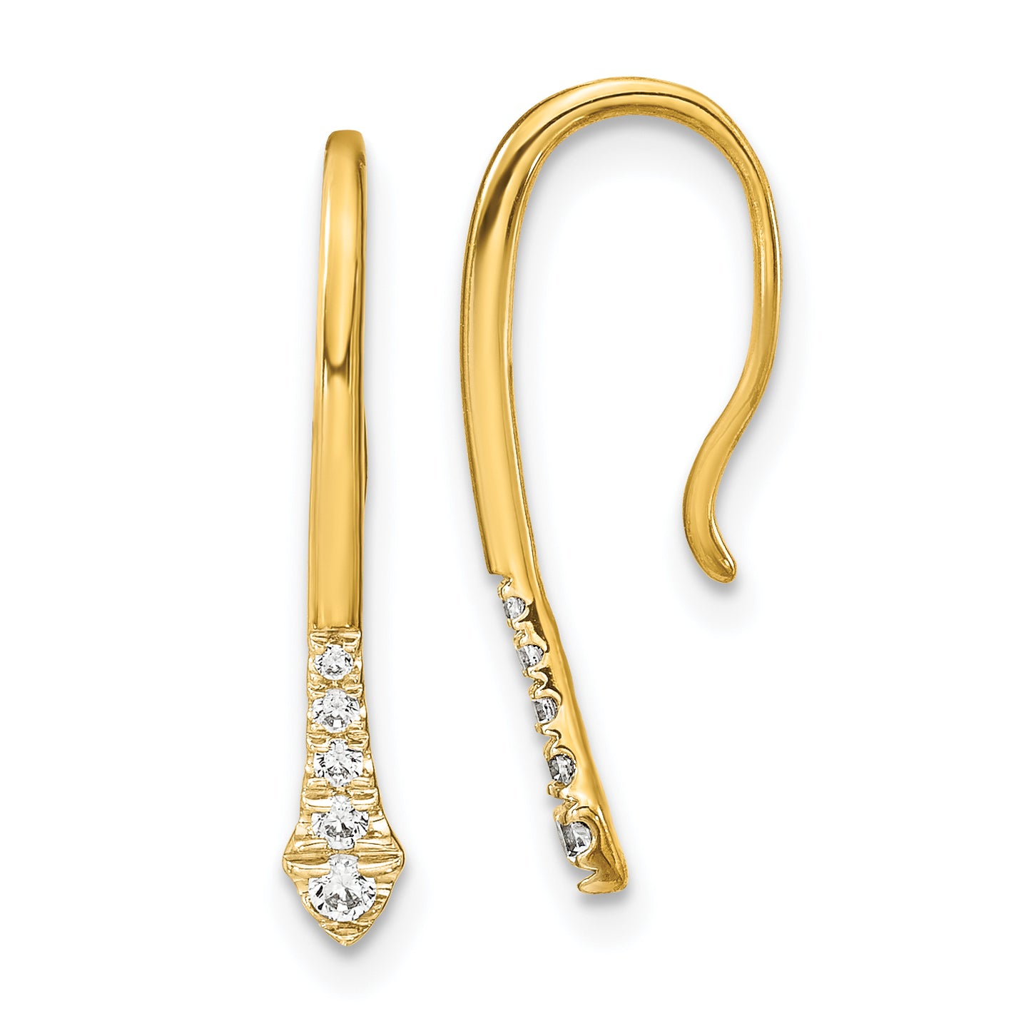 14k Yellow Gold 1/8 Ct. Lab Grown Diamond VS/SI+ G+ Drop Wire Earrings