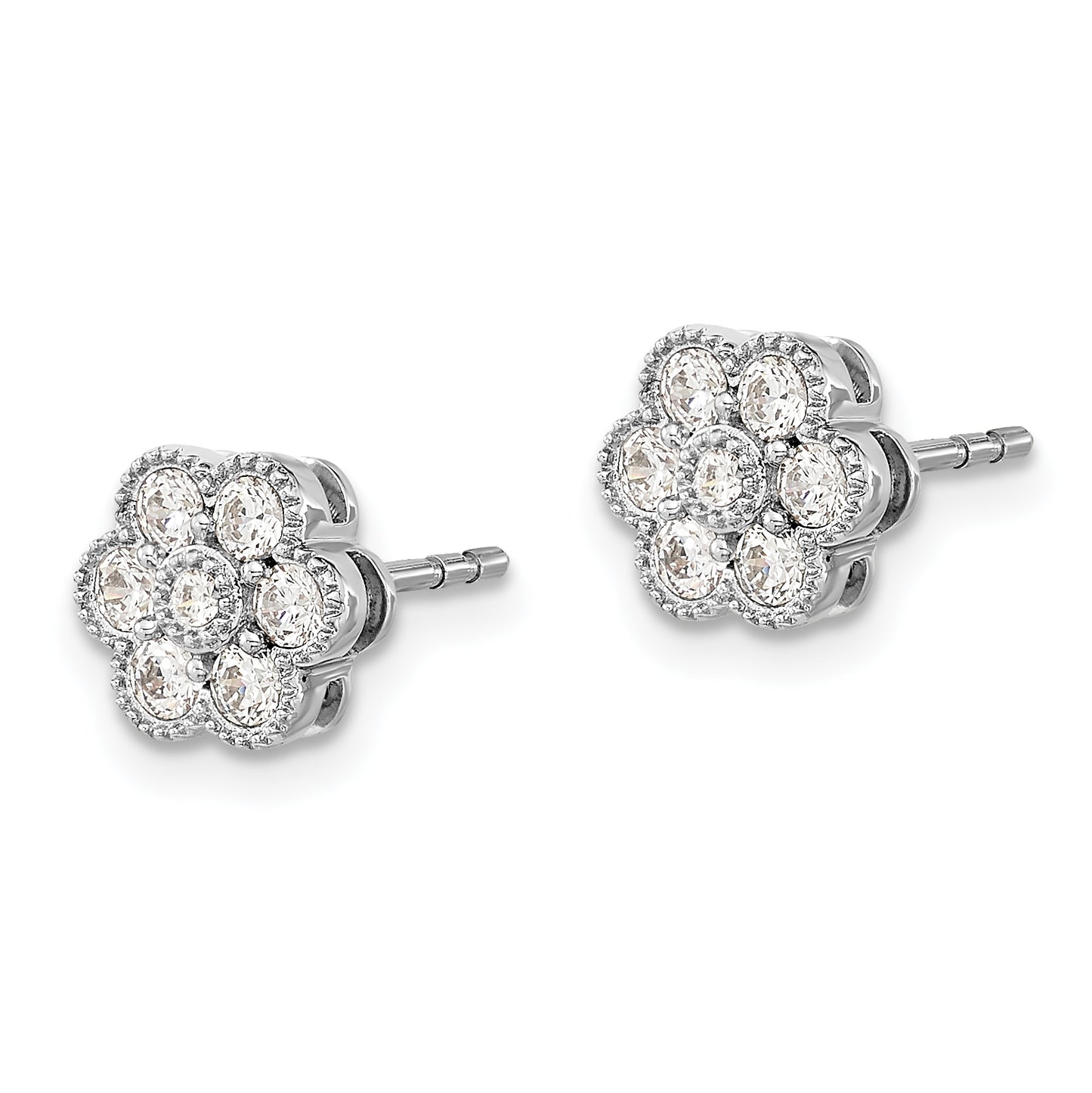 14k White Gold 1/2 Ct. Lab Grown Diamond VS/SI+ G+ Floral Post Earrings