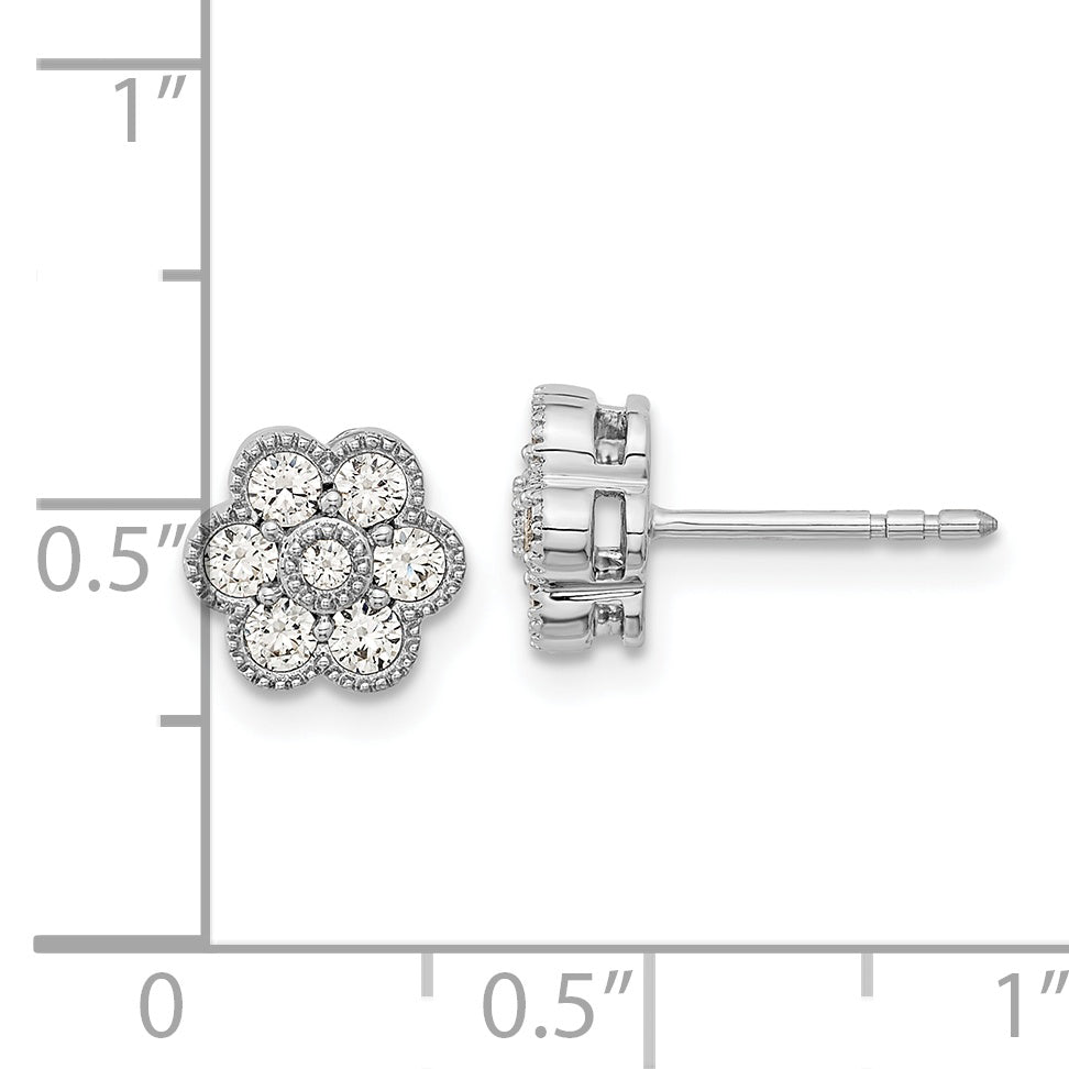 14k White Gold 1/2 Ct. Lab Grown Diamond VS/SI+ G+ Floral Post Earrings