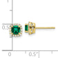 10k Yellow Gold 1/10 Ct. Lab Grown Diamond VS/SI+ G+ and Created Emerald Square Halo Post Earrings