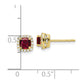 10k Yellow Gold 10k 1/10 carat Lab Grown Diamond VS/SI+ G+ and Created Ruby Complete Square Halo Post Earrings