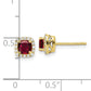 10k Yellow Gold 1/10 Ct. Lab Grown Diamond VS/SI+ G+ and Created Ruby Square Halo Post Earrings