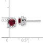 10k White Gold 1/10 Ct. Lab Grown Diamond VS/SI+ G+ and Created Ruby Square Halo Post Earrings