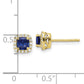 10k Yellow Gold 1/10 Ct. Lab Grown Diamond VS/SI+ G+ and Created Sapphire Square Halo Post Earrings