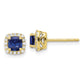 10k Yellow Gold 1/10 Ct. Lab Grown Diamond VS/SI+ G+ and Created Sapphire Square Halo Post Earrings