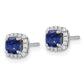 10k White Gold 1/10 Ct. Lab Grown Diamond VS/SI+ G+ and Created Sapphire Square Halo Post Earrings