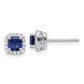 10k White Gold 1/10 Ct. Lab Grown Diamond VS/SI+ G+ and Created Sapphire Square Halo Post Earrings