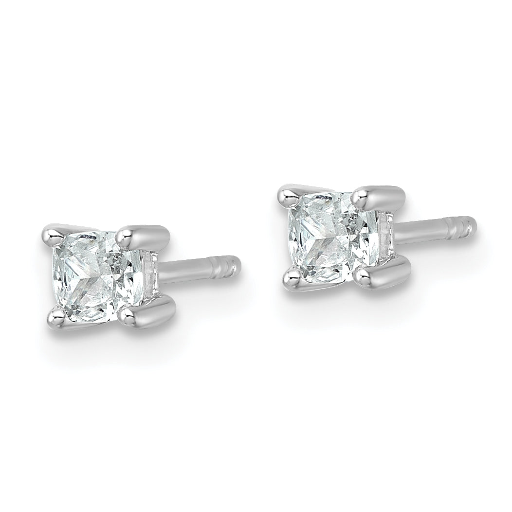 14k White Gold 1/2 ctw Certified Lab Grown Diamond VS/SI+ G+ Cushion 4 Prong Heavy Wt. Stud Earrings