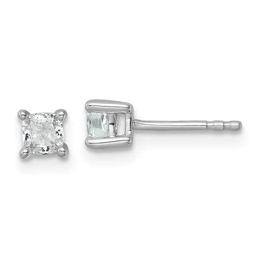 14k White Gold 1/2 ctw Certified Lab Grown Diamond VS/SI+ G+ Cushion 4 Prong Heavy Wt. Stud Earrings