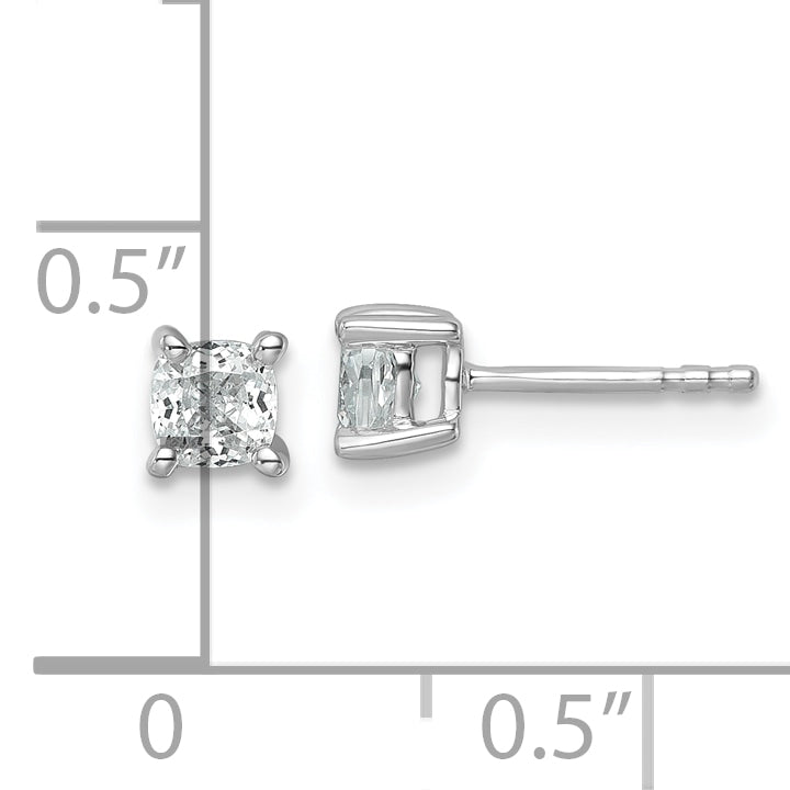 14k White Gold 3/4 ctw Certified Lab Grown Diamond VS/SI+ G+ Cushion 4 Prong Heavy Wt. Stud Earrings