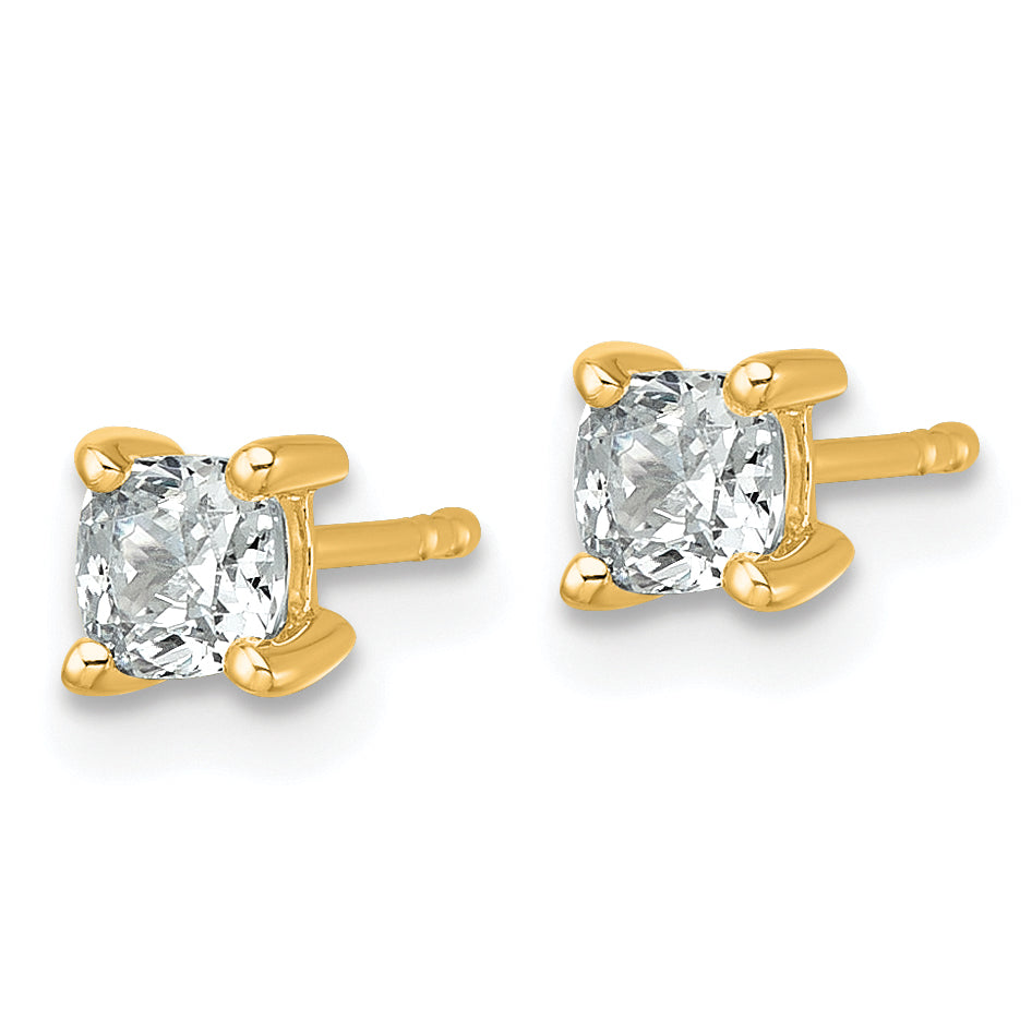 14k Yellow Gold 3/4 ctw Certified Lab Grown Diamond VS/SI+ G+ Cushion 4 Prong Heavy Wt. Stud Earrings