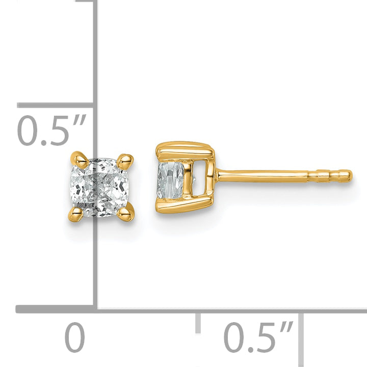 14k Yellow Gold 3/4 ctw Certified Lab Grown Diamond VS/SI+ G+ Cushion 4 Prong Heavy Wt. Stud Earrings