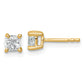 14k Yellow Gold 3/4 Ct. Lab Grown Diamond VS/SI+ G+ Cushion Complete Solitare Stud Post Earrings