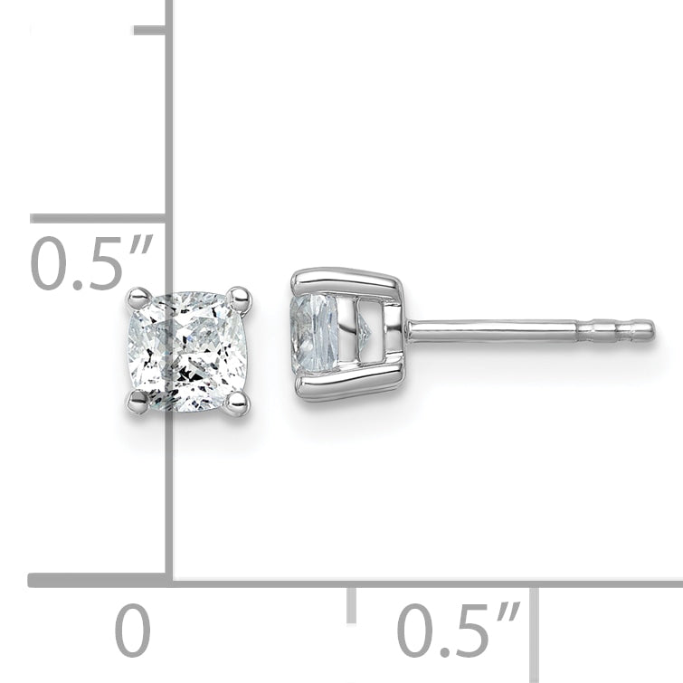 14k White Gold 1 ctw Certified Lab Grown Diamond VS/SI+ G+ Cushion 4 Prong Heavy Wt. Stud Earrings