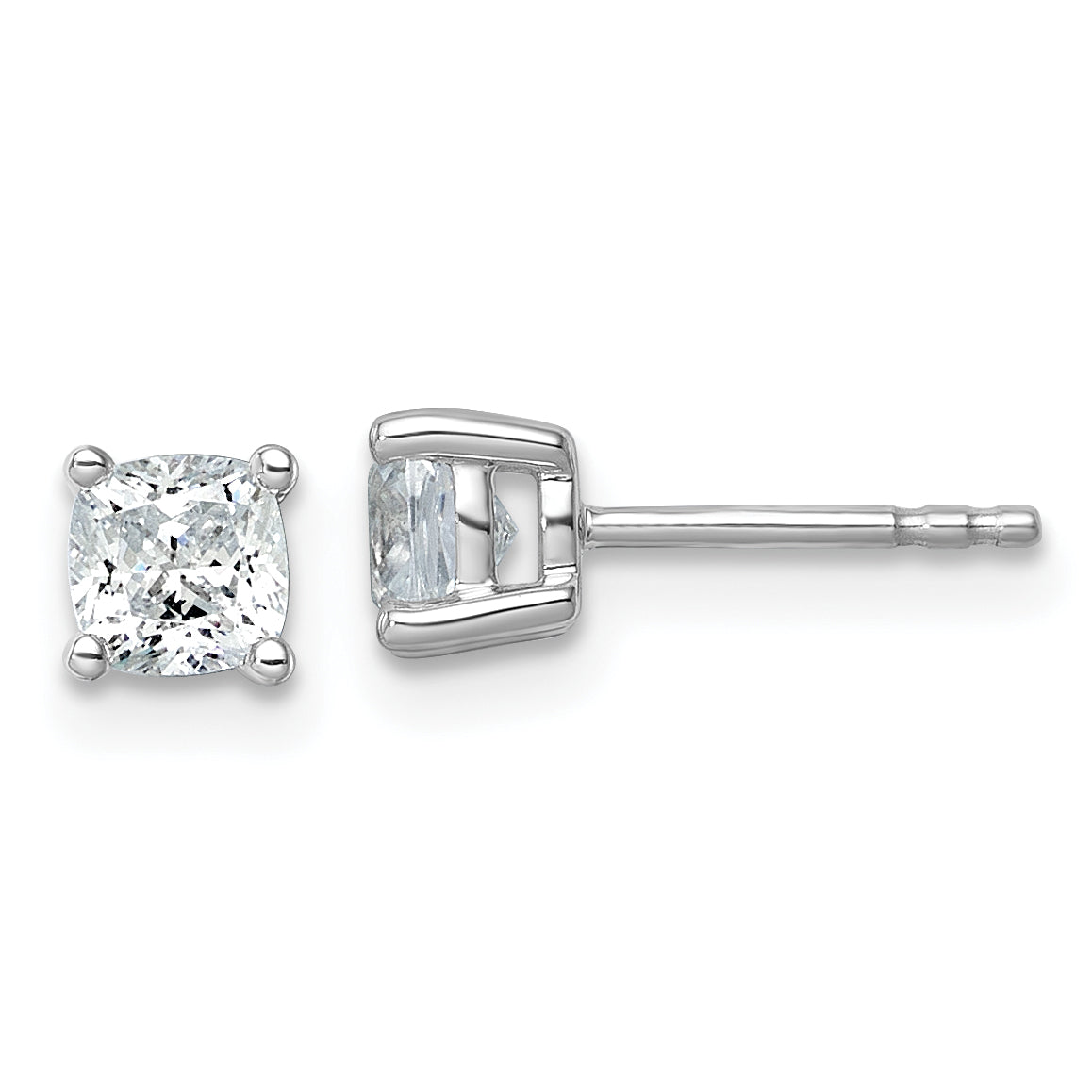 14k White Gold 1 ctw Certified Lab Grown Diamond VS/SI+ G+ Cushion 4 Prong Heavy Wt. Stud Earrings