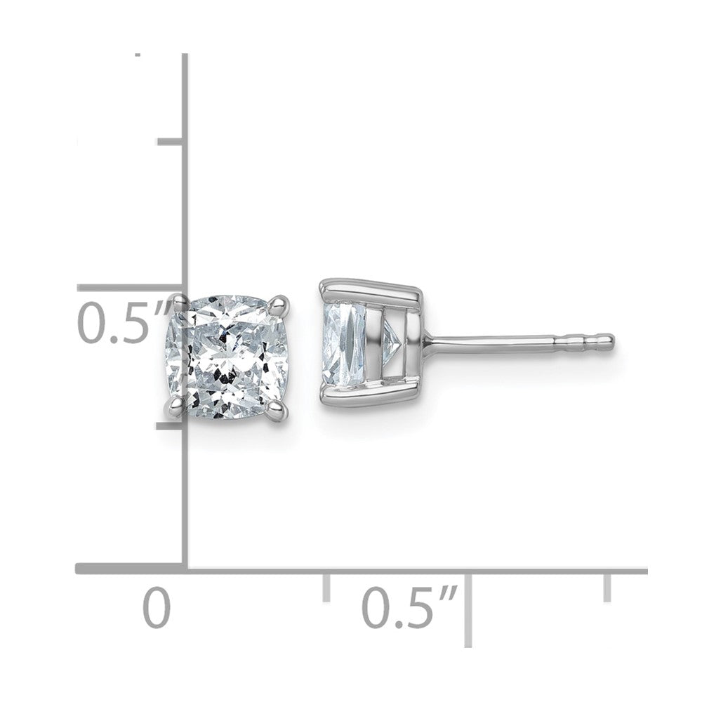 14k White Gold 2 Ct. Certified Lab Grown Diamond VS/SI+ G+ Cushion Complete Solitare Stud Post Earrings