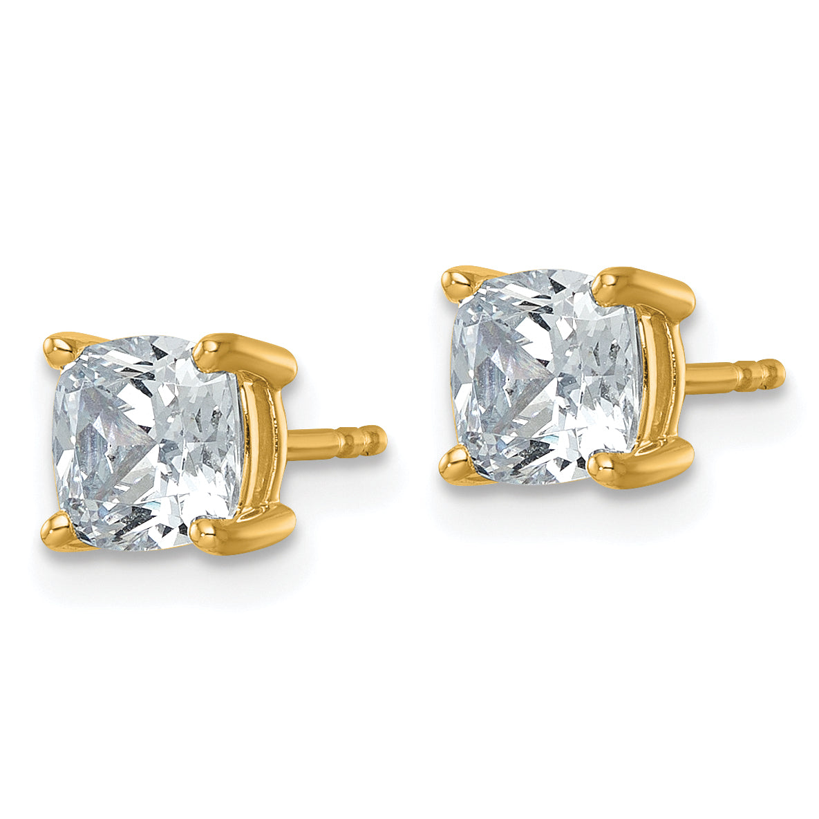 14k Yellow Gold 2 ctw Lab Grown Diamond VS/SI+ G+ Cushion 4 Prong Heavy Wt. Stud Earrings