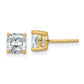 14k Yellow Gold 2 ctw Certified Lab Grown Diamond VS/SI+ G+ Cushion 4 Prong Heavy Wt. Stud Earrings