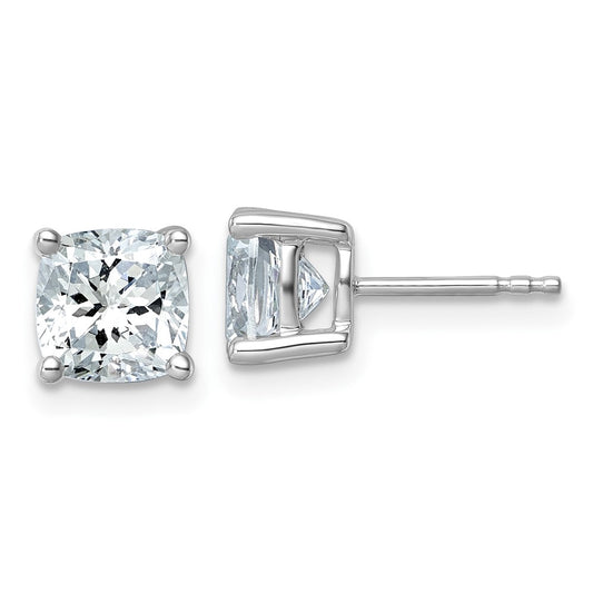 14k White Gold 3 Ct. Certified Lab Grown Diamond VS/SI+ G+ Cushion Complete Solitare Stud Post Earrings