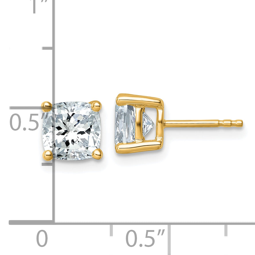 14k Yellow Gold 3 ctw Lab Grown Diamond VS/SI+ G+ Cushion 4 Prong Heavy Wt. Stud Earrings