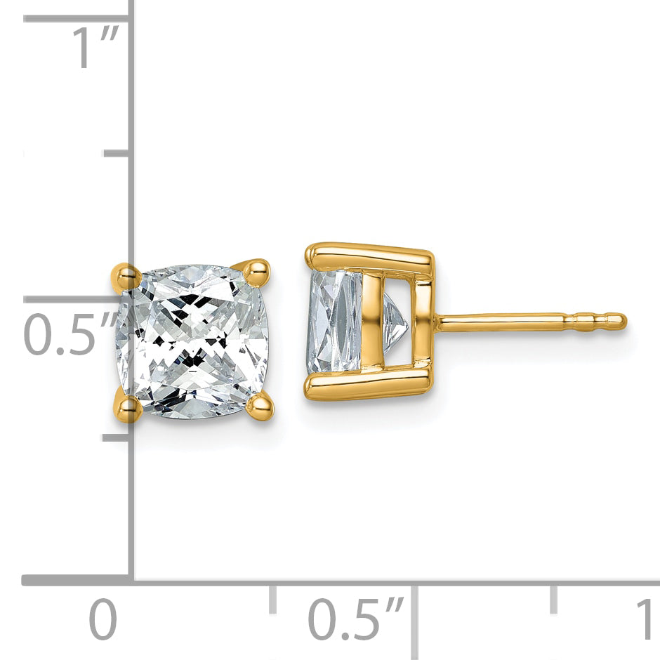 14k Yellow Gold 4 ctw Lab Grown Diamond VS/SI+ G+ Cushion 4 Prong Heavy Wt. Stud Earrings