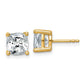 14k Yellow Gold 14k 4 carat Lab Grown Diamond VS/SI+ G+ Cushion Complete Solitare Stud Post Earrings