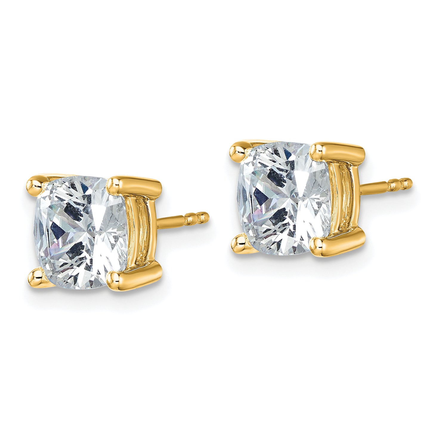 14k Yellow Gold 5 ctw Certified Lab Grown Diamond VS/SI+ G+ Cushion 4 Prong Heavy Wt. Stud Earrings