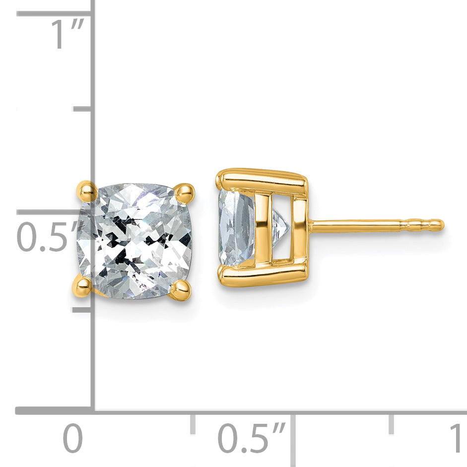 14k Yellow Gold 5 ctw Certified Lab Grown Diamond VS/SI+ G+ Cushion 4 Prong Heavy Wt. Stud Earrings